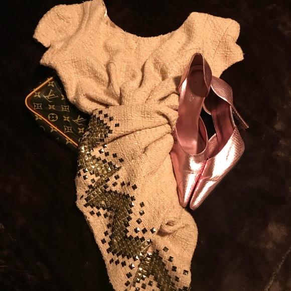 Blush Pink Dress with Gold Accents - Picture 2 of 6